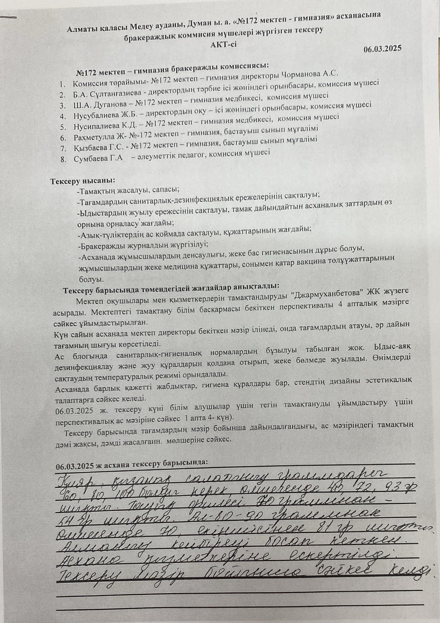 Брокераждық коммиссия жүргізген тексеру АКТ-сі 06.03.2025ж